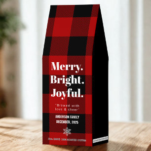 Merry Bright Joyful   Personalized Buffalo Plaid  Roasted Coffee
