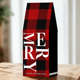 Merry Bright Joyful   Personalized Buffalo Plaid  Roasted Coffee