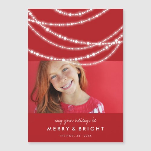 Merry  Bright Light Sparkles Photo Magnetic Card