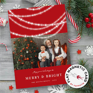 Merry & Bright Light Sparkles Photo Magnetic Card