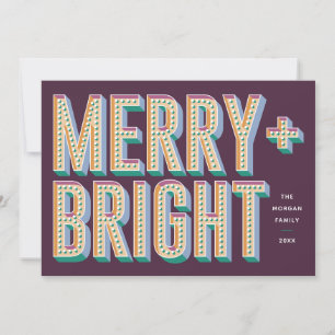 Merry + Bright Marquee Holiday Card - Purple