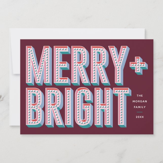 Merry + Bright Marquee Holiday Card - Red (Front)