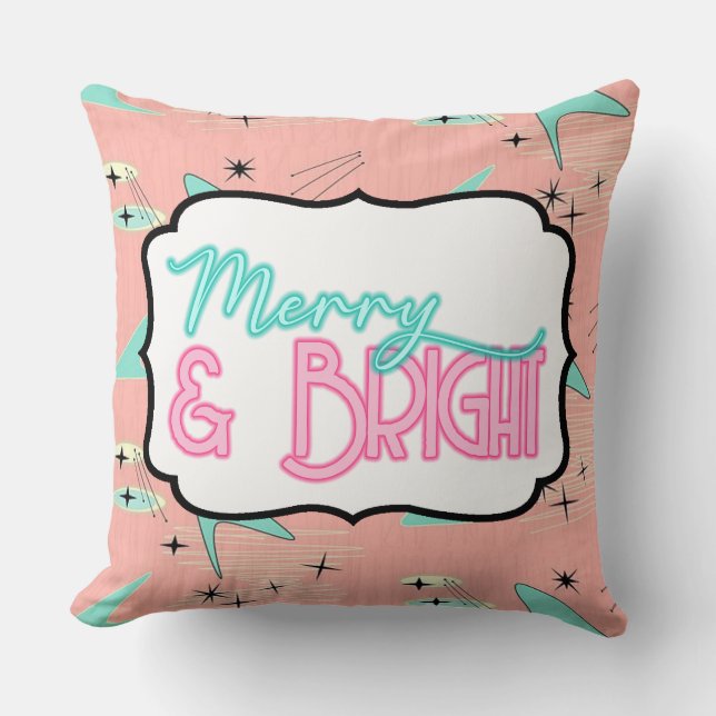 Merry & Bright MCM Throw Pillow (Front)