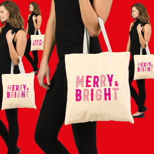 Merry & Bright, Merry Christmas, Christmas Gift Tote Bag