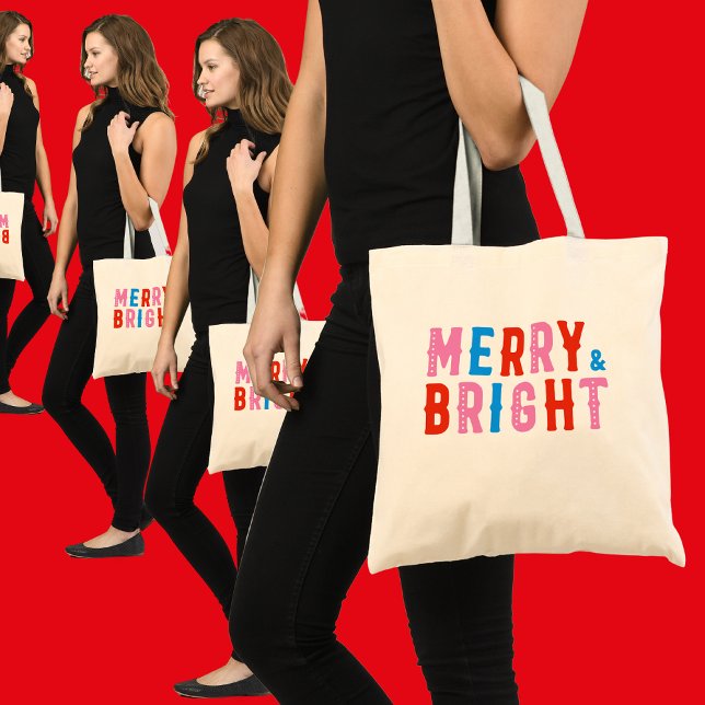 Merry & Bright, Merry Christmas, Christmas Gift Tote Bag (Creator Uploaded)
