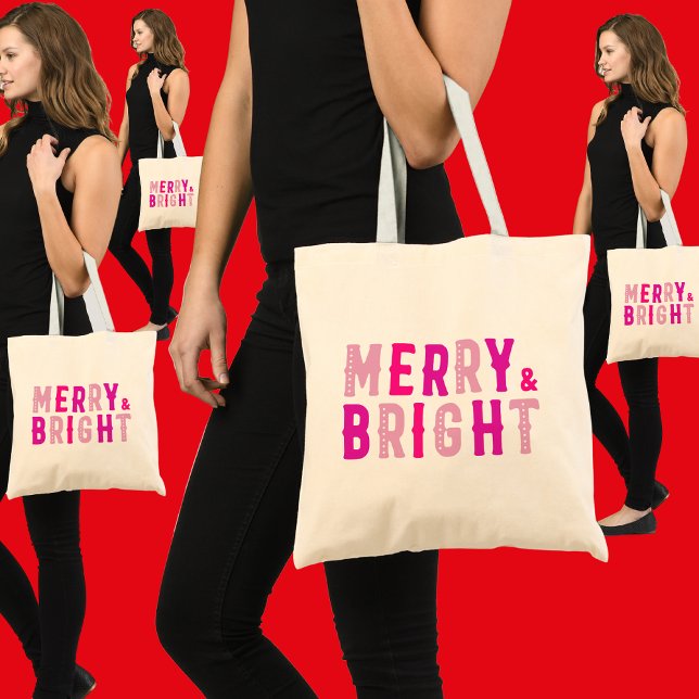 Merry & Bright, Merry Christmas, Christmas Gift Tote Bag (Creator Uploaded)