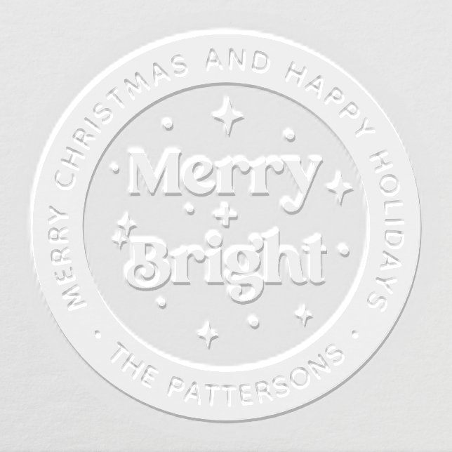 Merry & Bright Merry Christmas Happy Holidays Name Embosser (Design)