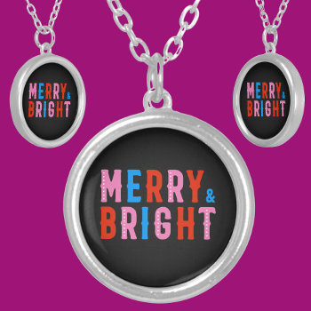 Merry & Bright  Merry Christmas     Silver Plated Necklace by TOTO_17 at Zazzle