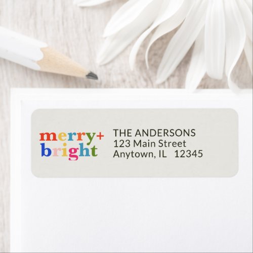 Merry  Bright Minimal Colorful Christmas Label