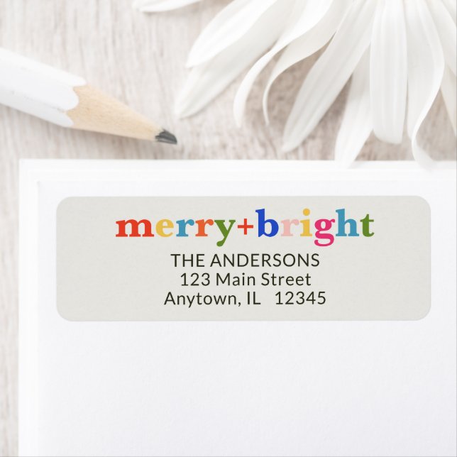 Merry & Bright Minimal Colorful Christmas Label (Insitu)