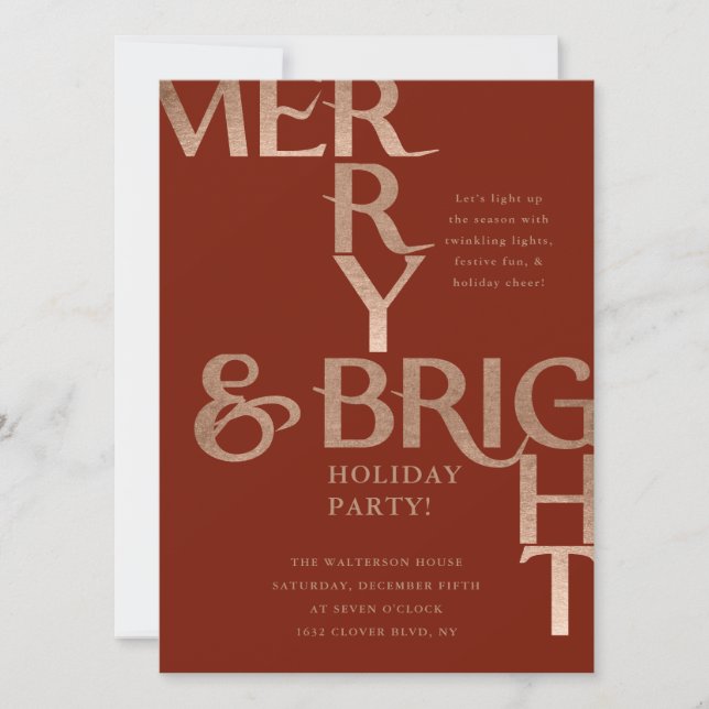 Merry & Bright Minimal Holiday Christmas Party Invitation (Front)