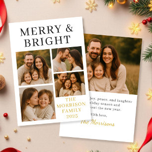 Merry & Bright Minimal Luxury Photo Holiday Card