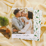 Merry & Bright Minimalist Christmas Holiday Photo<br><div class="desc">Create a lasting impression this season with a unique holiday card! These modern minimalist Christmas holiday cards feature a photo of your choice at the top of the card with a simple typography message at the bottom. The typography reads "merry bright" with a custom greeting below alongside the year. Cards...</div>