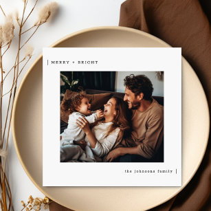Merry & Bright Minimalist Family Christmas Photo Holiday Card