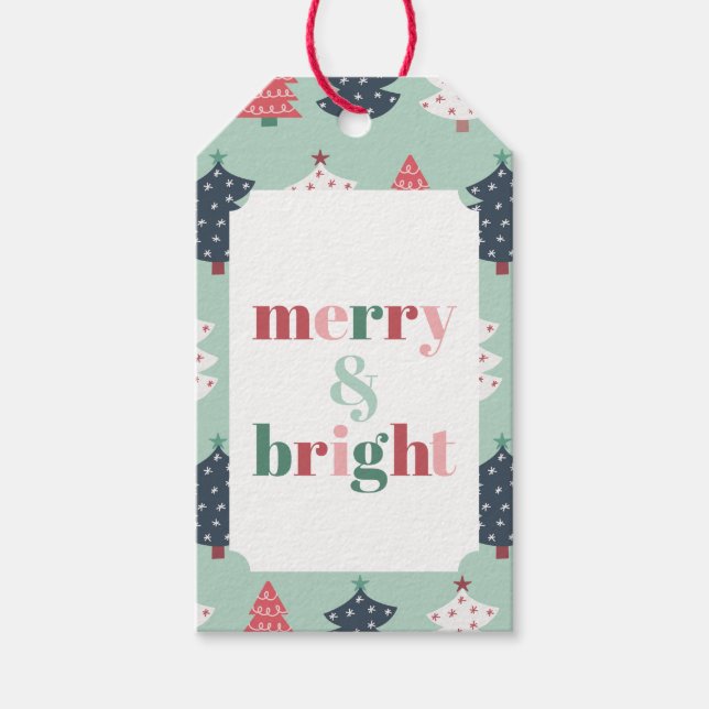Merry & Bright Mint Tree Gift Tags (Front)