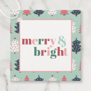 Merry & Bright Mint Tree Square Favor Tags