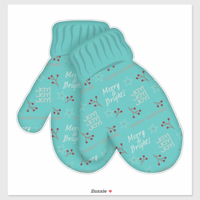 Merry & Bright Mittens | Christmas | Holiday Large Sticker (Sheet)