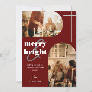 Merry & Bright Modern Arch Christmas Family Photo Holiday Card