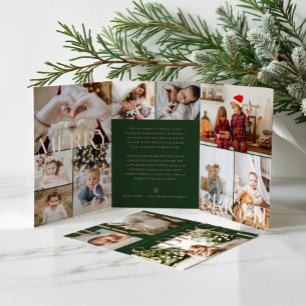 Merry & Bright Modern Bold Family Photo Collage Tri-Fold Holiday Card