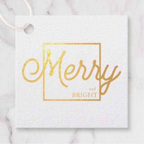 Merry  Bright Modern Christmas Silver Gold Foil Foil Favor Tags