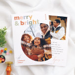 Merry & Bright Modern Colorful Christmas Photo Holiday Card<br><div class="desc">Bring a splash of color and joy to your holiday greetings with this vibrant “Merry & Bright” Christmas photo card. The front features bold sans-serif lettering in cute pastel hues, with a round family photo adding a fun, personal touch. The circular photo adds a playful twist, making your family portrait...</div>