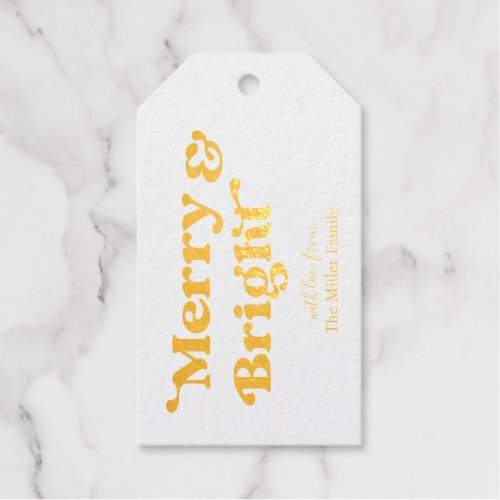 Merry  Bright Modern Elegant Foil Gift Tags