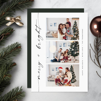 Merry & Bright Modern Family Christmas Photo Card by iTemplet at Zazzle
