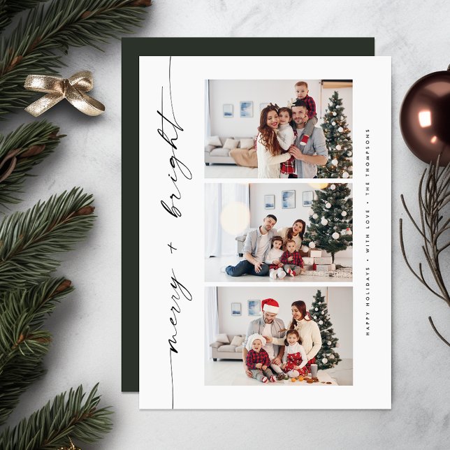 Merry & Bright Modern Family Christmas Photo Card (Creator Uploaded)