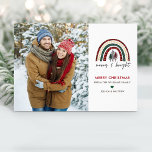 Merry & Bright Modern Photo Christmas Card<br><div class="desc">Modern Merry & Bright Christmas card features a colorful Christmas rainbow with the words Merry & Bright with your photo and personal greetings.</div>