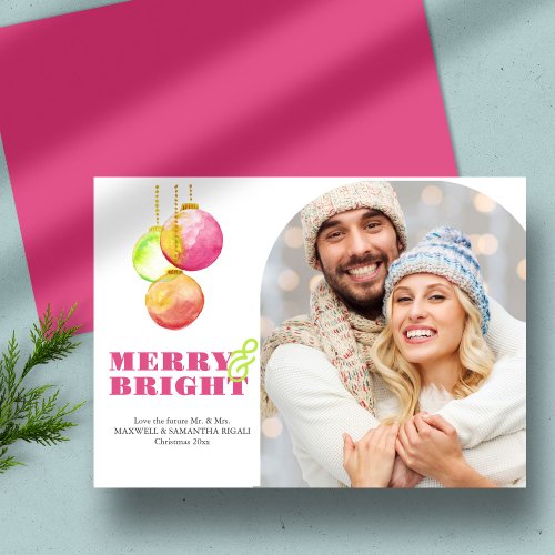 Merry  Bright Modern Photo Christmas Cards