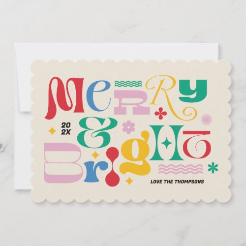 Merry  Bright Modern Type Mix Holiday Card