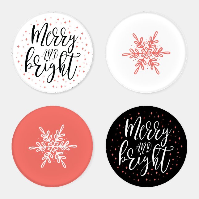 Merry & Bright | Modern Winter Christmas Coaster Set (Set)