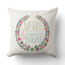 Merry & Bright Modern Woodland Holiday Pillow