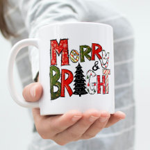 Merry & Bright Mug – Holiday Alphabet Design