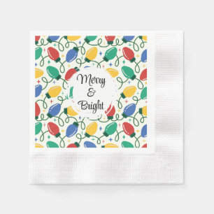 Merry & Bright, Multicolor Retro Christmas Lights Napkins