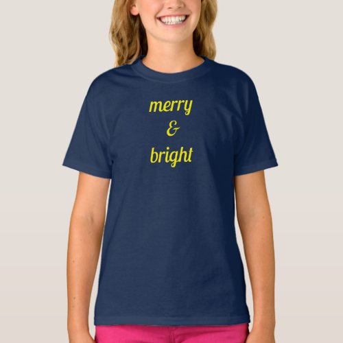 Merry  Bright Navy Blue Yellow Custom Gift T_Shirt