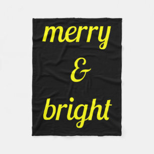 Merry Bright Navy Blue Yellow Gift Fleece Blanket