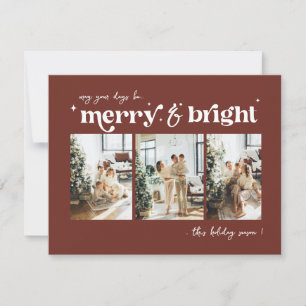 Merry & Bright Neutral Christmas photo  Holiday  Card