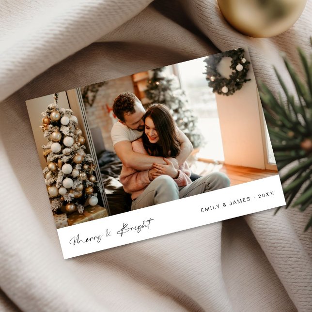 Merry & Bright Newlywed First Married Christmas Holiday Card (Creator Uploaded)