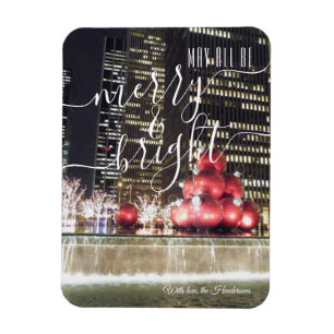 Merry & Bright NYC Christmas City Lights Photo Magnet