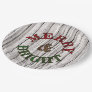 Merry & Bright On Weathered Wooden Planks Pattern Paper Plates