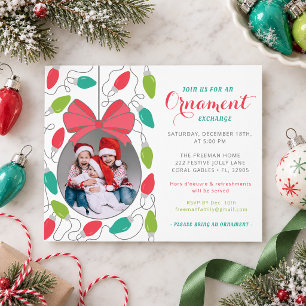 Merry & Bright Ornament Exchange Photo Holiday Card
