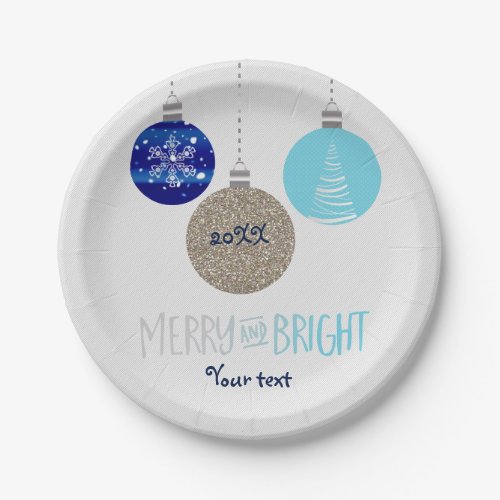 Merry  Bright Ornaments Holiday Christmas Plates