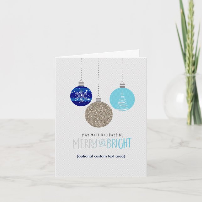 Merry & Bright Ornaments Holiday Greeting Card (Front)