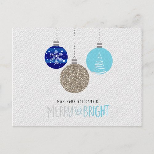 Merry  Bright Ornaments Holiday Winter Postcard