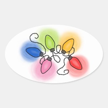 “merry & Bright” Oval Sticker by nharveyart at Zazzle