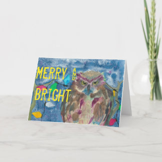 Merry & Bright Owl Holiday Card
