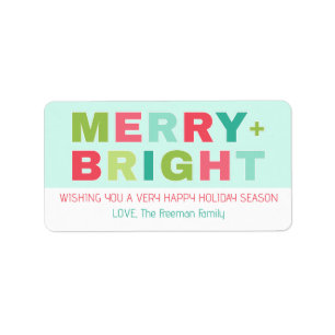 Merry + Bright Pastel Holiday Gift Label