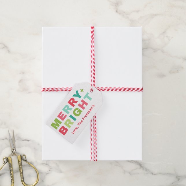 Merry + Bright Pastel Holiday Gift Tag (With Twine)