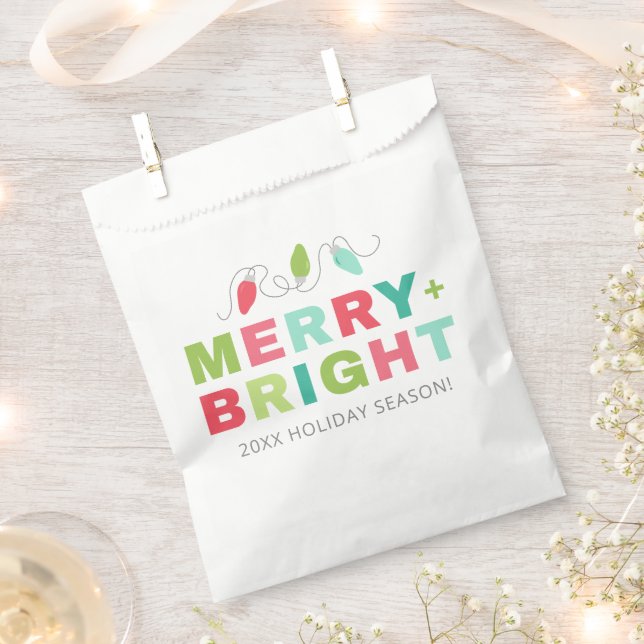 Merry + Bright Pastel Lights Christmas Favor Bag (Clipped)